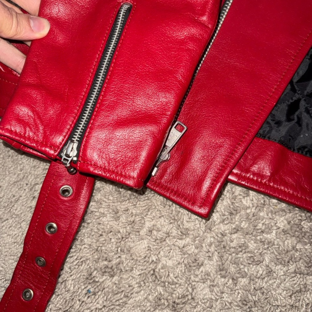 Red Leather Performance Jacket - Picture 2 of 5